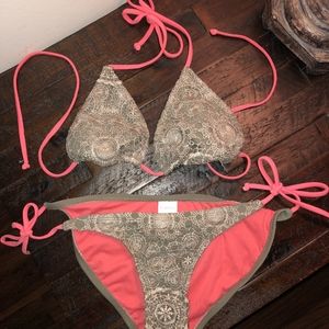 SPRING BREAK Women's Lace Mesh Triangle Bikini Set